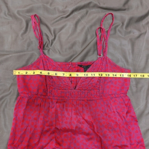 MARC JACOBS babydoll red purple tank Y2K drop waist ruffle waist buttoned back 4 - Picture 11 of 13